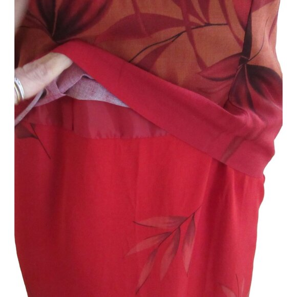 Vintage New w Tags, Scarlett Red Maxi Dress w Slits Tie Back Rayon Dress, Sz 8P - Picture 8 of 9